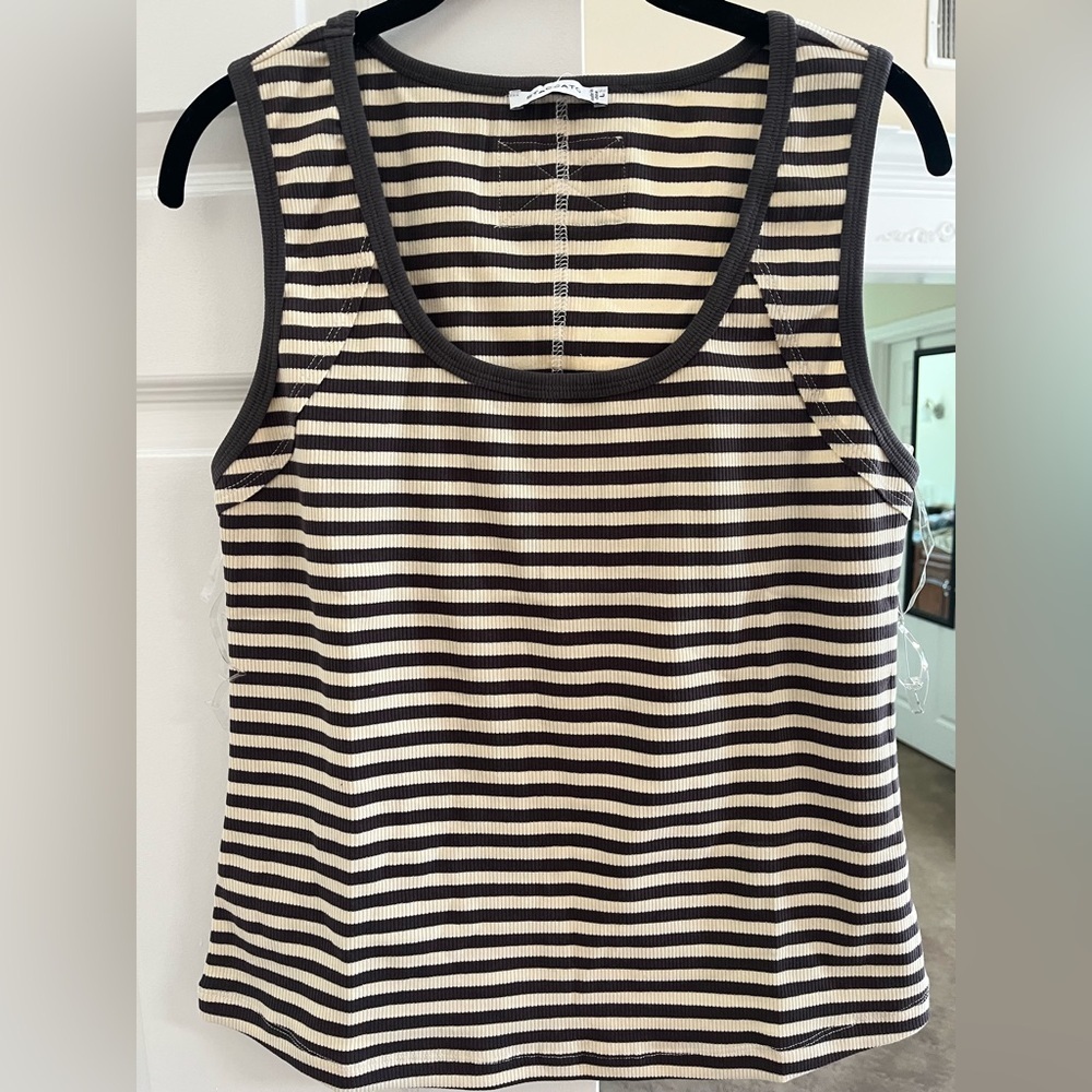 Staccato Brown and Cream Striped Tank Top